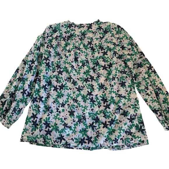 Talbots Floral Print Long Sleeve Button Down Shirt Ruffle Collar Size Large - Picture 7 of 12